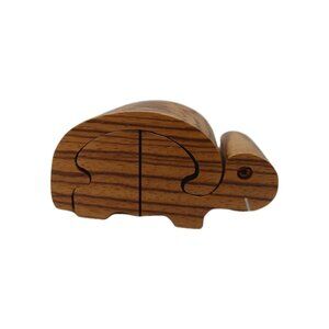 Wooden Turtle Puzzle Trinket Jewelry Stash Box Home Decor Vintage BOHO